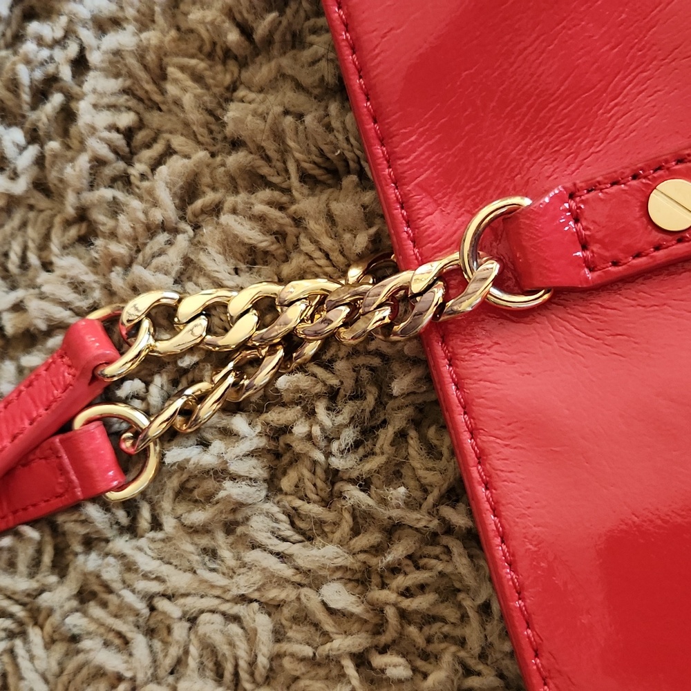 Michael Kors red patent with gold hardware purse - Picture 2 of 16